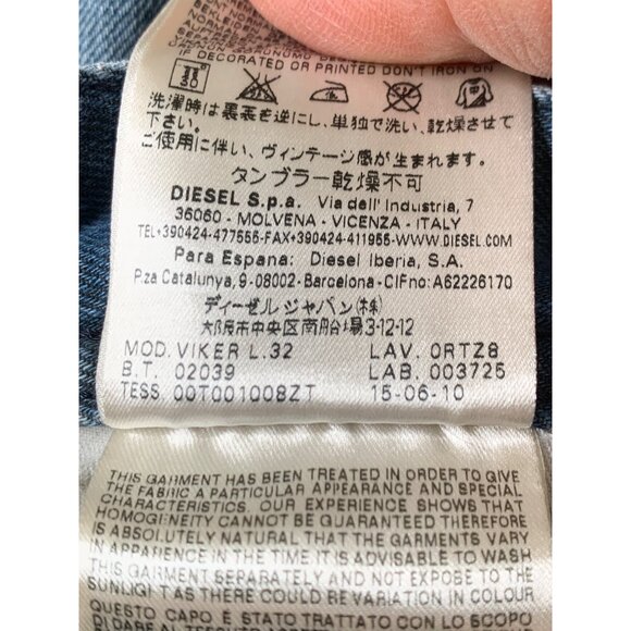 Diesel Viker Mens Jeans 32 x 32 Button Fly Made In Italy Cotton Denim RN10225 - Picture 7 of 14